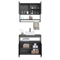 Conjunto Para Banheiro 3 Peças Com Cuba P103841c Grafite Pp Milani Store Grafite - 2