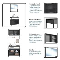 Conjunto Para Banheiro 3 Peças Com Cuba P103841c Grafite Pp Milani Store Grafite - 3