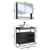 Conjunto Para Banheiro 3 Peças Com Cuba P103841c Grafite Pp Milani Store Grafite - 6