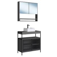 Conjunto Para Banheiro 3 Peças Com Cuba P103841c Grafite Pp Milani Store Grafite - 7