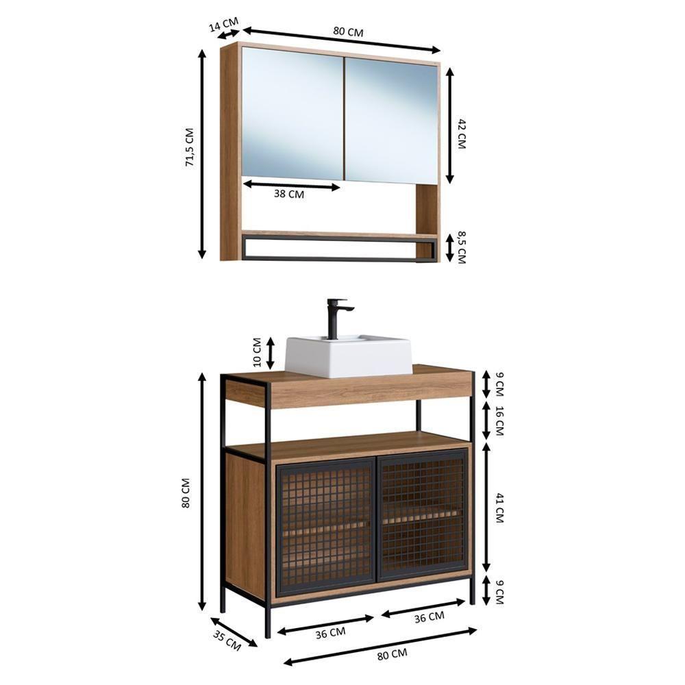 Conjunto Para Banheiro 3 Peças Com Cuba P103841c Mell Pp Milani Store Mell - 4