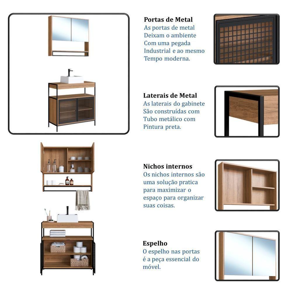 Conjunto Para Banheiro 3 Peças Com Cuba P103841c Mell Pp Milani Store Mell - 7