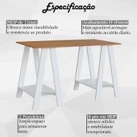 Escrivaninha Mesa Escritorio Cavalete 2 Prateleiras Mell Branco B61 Novam Mell Branco - 2