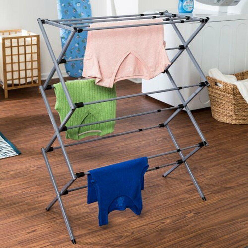 Varal De Chao Secador De Roupas Dobravel Telescopico Vertical Extensivel Com 11 Grades Portatil - 2