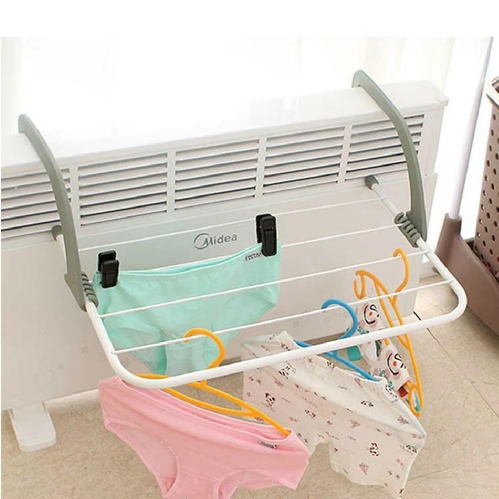 Varal Portatil De Porta Janela Sacada Apartamento Suporte Seca Roupa Dobravel 5 Varetas Pratico Metalico Branco - 2