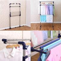 Varal De Chao Em Aco Ajustavel Arara De Roupas Secador Cabideiro Inox Multiuso - 2