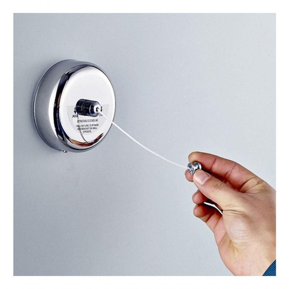 Varal Parede Pratico Retrátil 187,5 Cm Inox Ajustável Aço - 1