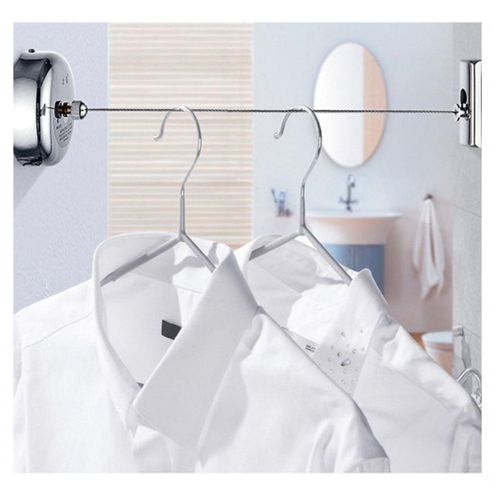 Varal Parede Pratico Retrátil 187,5 Cm Inox Ajustável Aço - 2