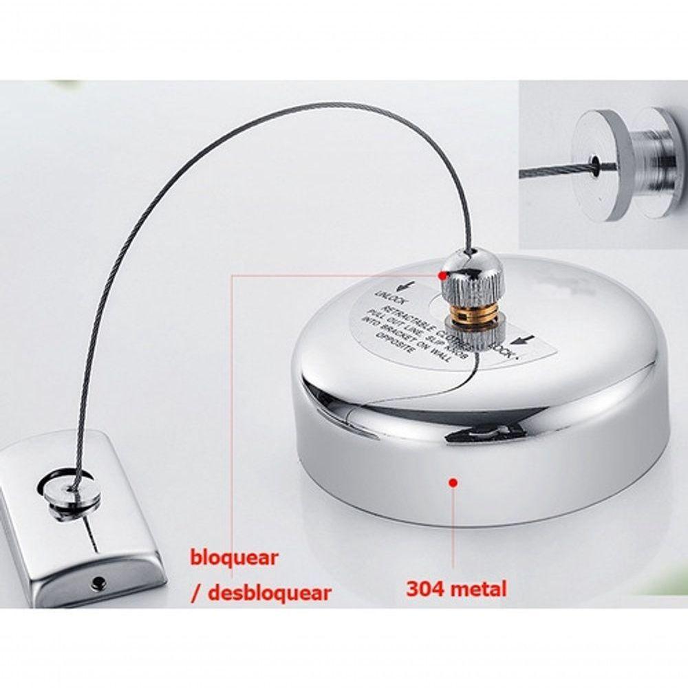 Varal Parede Pratico Retrátil 187,5 Cm Inox Ajustável Aço - 7