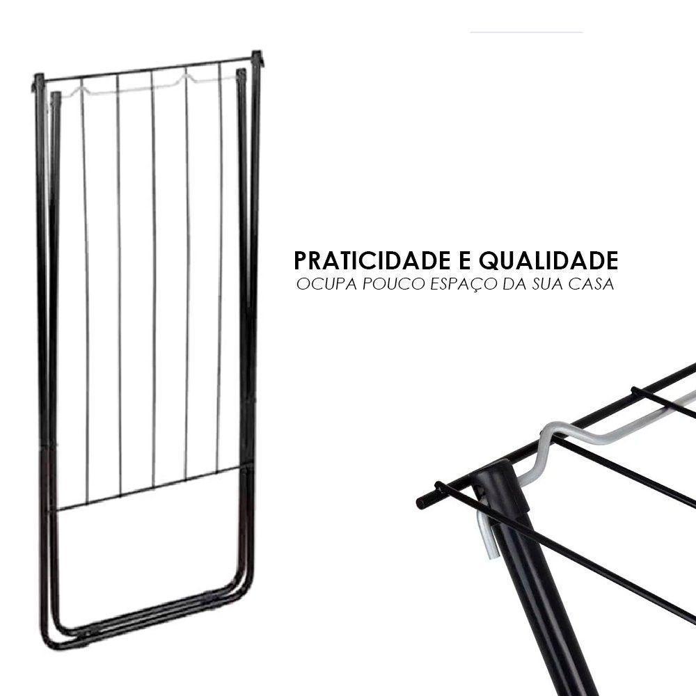 Varal Sem Abas De Chão Portátil Preto - 3