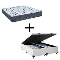 Cama Box Baú King 193 Tecido Branco Com Colchão Alegro Bello Box D28 Cinza 58x193x203 - 1