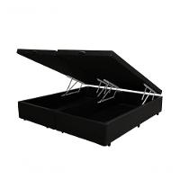 Cama Box Baú Queen 158 Tecido Preto Com Colchão Alegro Bello Box D28 Cinza 58x158x198 - 2