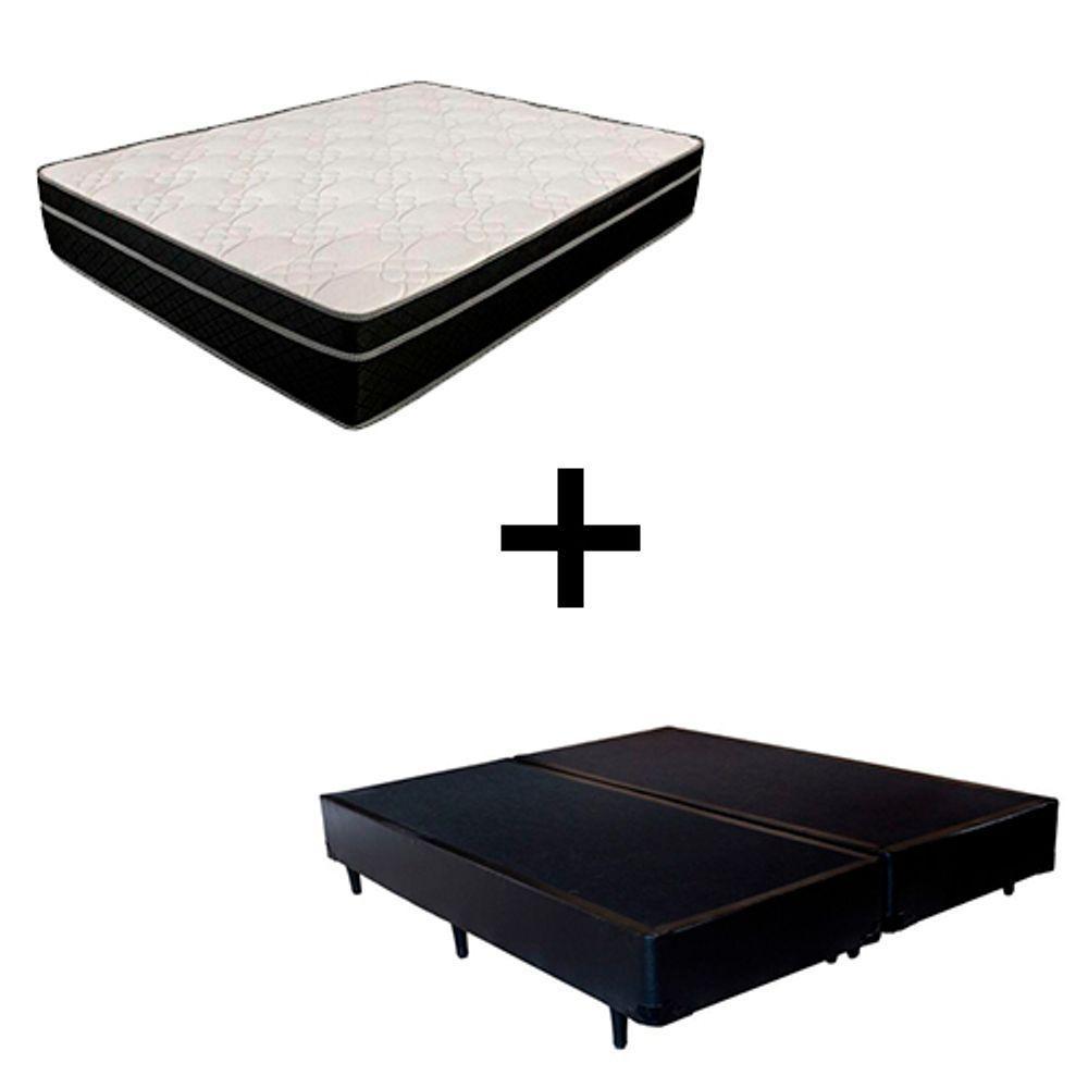 Cama Box King 193 Tecido Preto Com Colchão Paris Molas Preto 66x193x203 - 1
