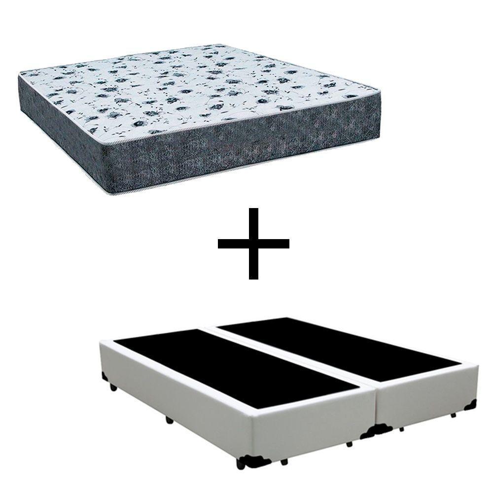 Cama Box King 193 Tecido Branco Com Colchão Alegro Bello Box D28 Cinza 57x193x203 - 1