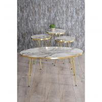 Conjunto De Mesa De Centro 4 Peças - Mármore Branco - 2