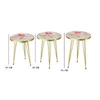 Conjunto De Mesa De Centro 4 Peças - Mármore Branco - 4