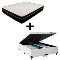 Cama Box Baú King 193 Bipartido Tecido Branco Com Colchão Paris De Molas Bello Box 67x193x203 - 1