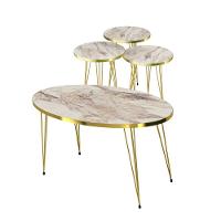 Conjunto De Mesa De Centro 4 Peças - Mármore Branco - 1