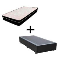 Cama Box Solteiro 88 Tecido Preto Com Colchão Paris Bello Box Molas Preto 56x88x188 - 1