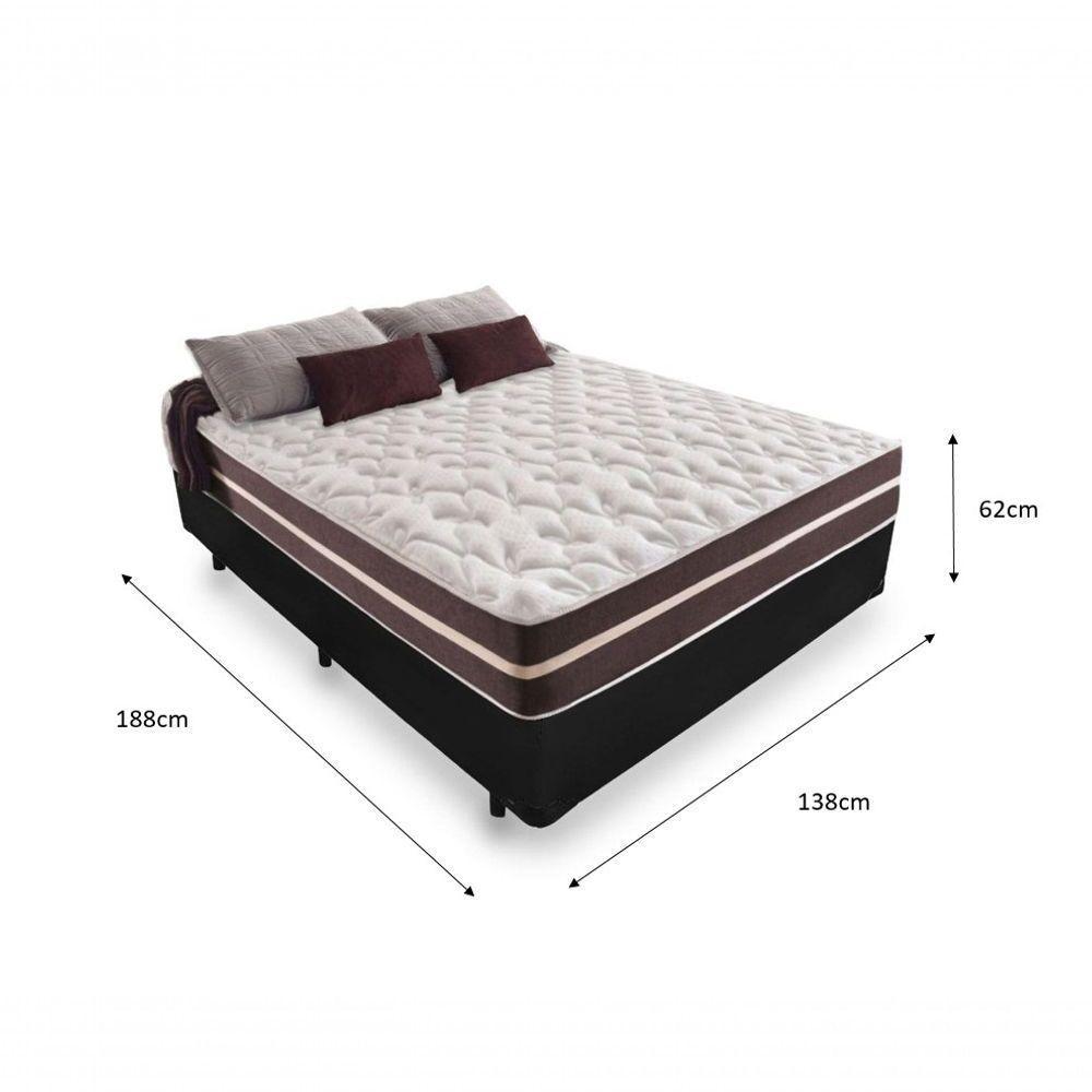 Cama Box Casal 138 Tecido Preto Com Colchão Little Angel Bello Box Mola Superlastic 62x138x188 - 2