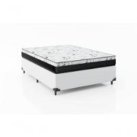 Cama Box Casal 138 Branco Com Colchão D33 One Face Bello Box 58x138x188 - 1