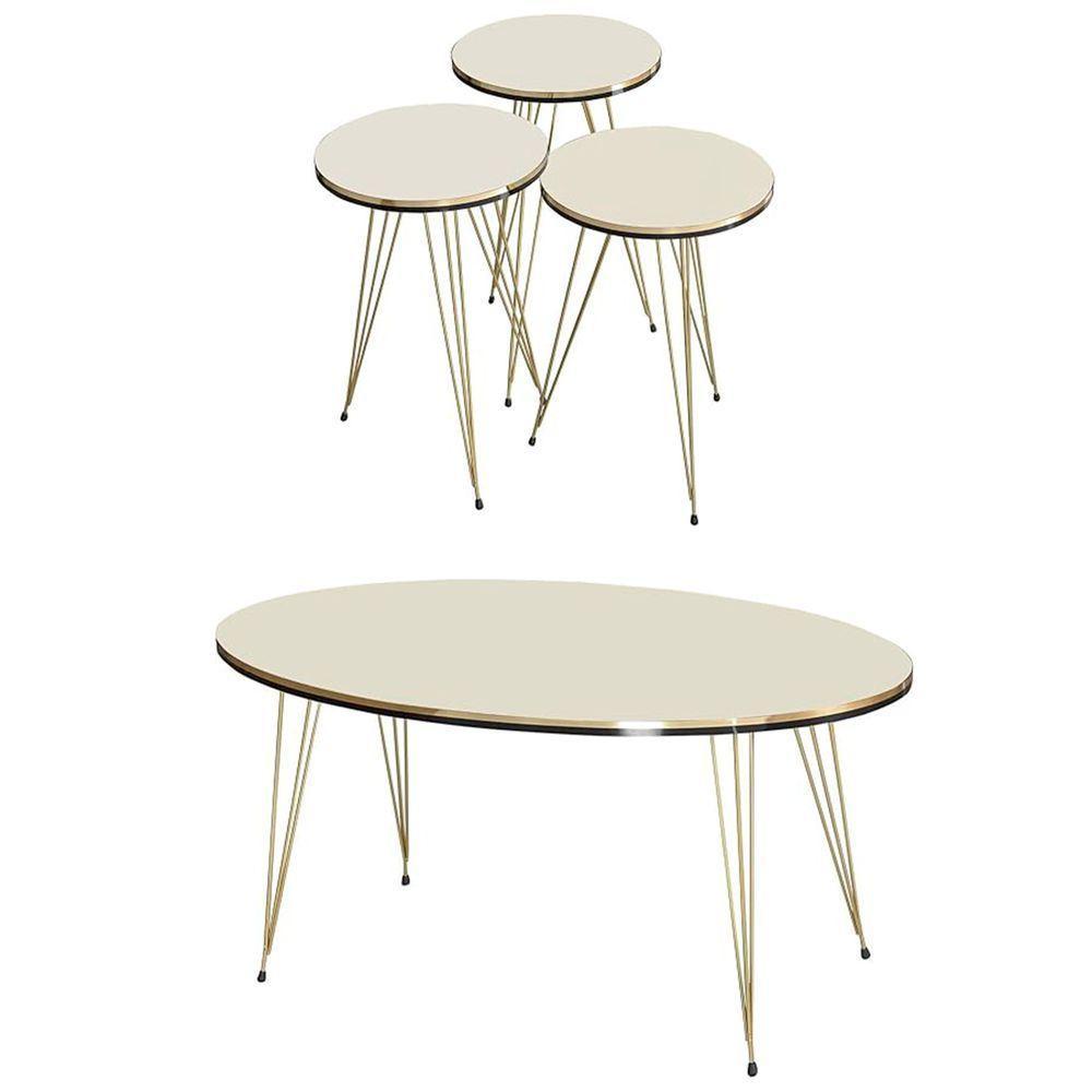 Conjunto De Mesa De Centro 4 Peças - Bege Claro - 1