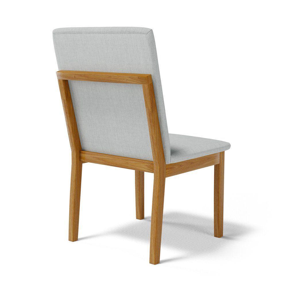 Kit Com 6 Cadeiras Daniela Madeira Maciça Estofada Para Mesa De Jantar Detalhe De Madeira Nas Costas Linho Cinza 407 - 5