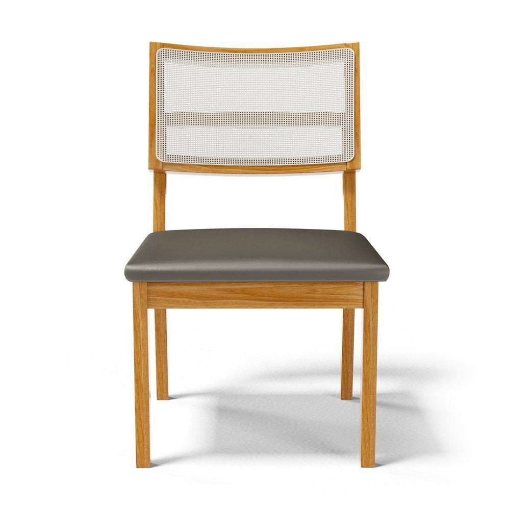 Kit Com 4 Cadeiras Aline Madeira Maciça Assentos Estofados Encostos De Telinha Veludo Chumbo 109 - 4