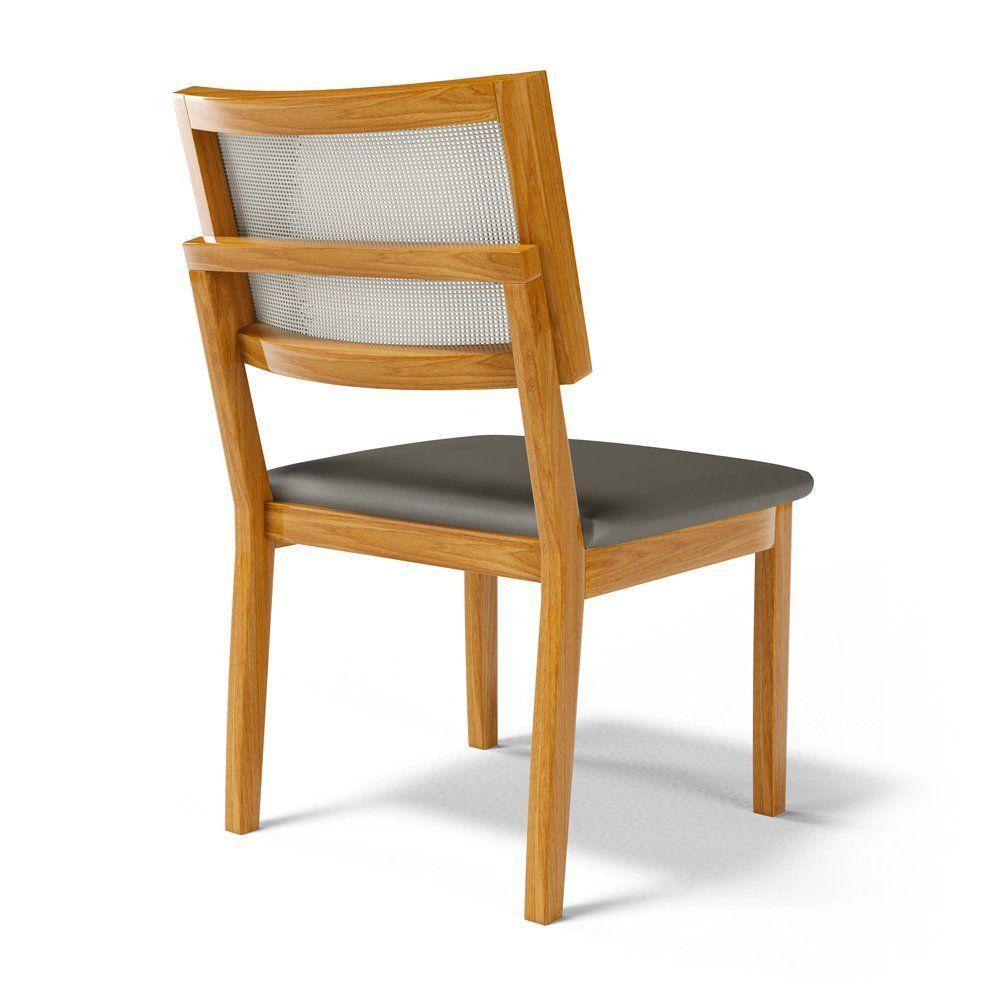 Kit Com 4 Cadeiras Aline Madeira Maciça Assentos Estofados Encostos De Telinha Veludo Chumbo 109 - 6