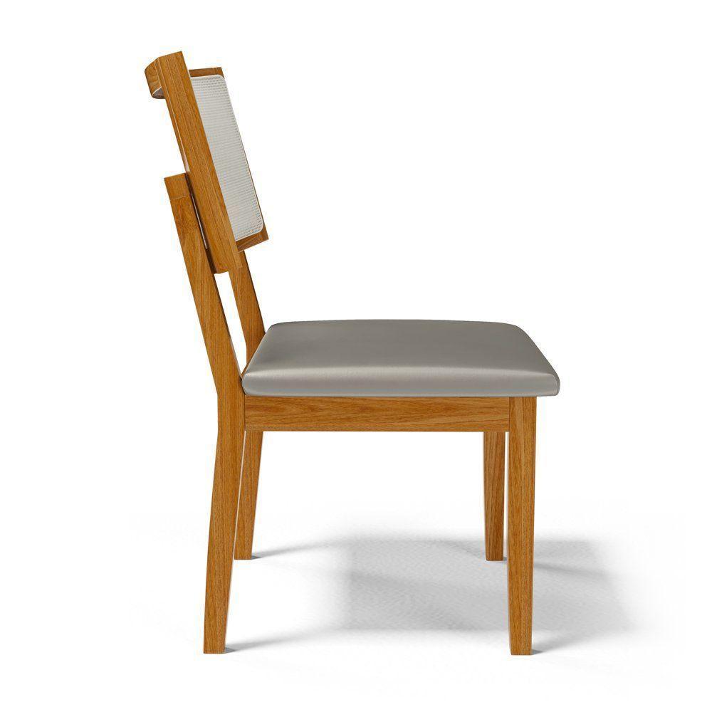 Kit Com 4 Cadeiras Aline Madeira Maciça Assentos Estofados Encostos De Telinha Veludo Chumbo 109 - 9