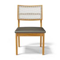 Kit Com 4 Cadeiras Aline Madeira Maciça Assentos Estofados Encostos De Telinha Veludo Chumbo 109