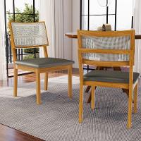 Kit Com 4 Cadeiras Aline Madeira Maciça Assentos Estofados Encostos De Telinha Veludo Chumbo 109 - 8