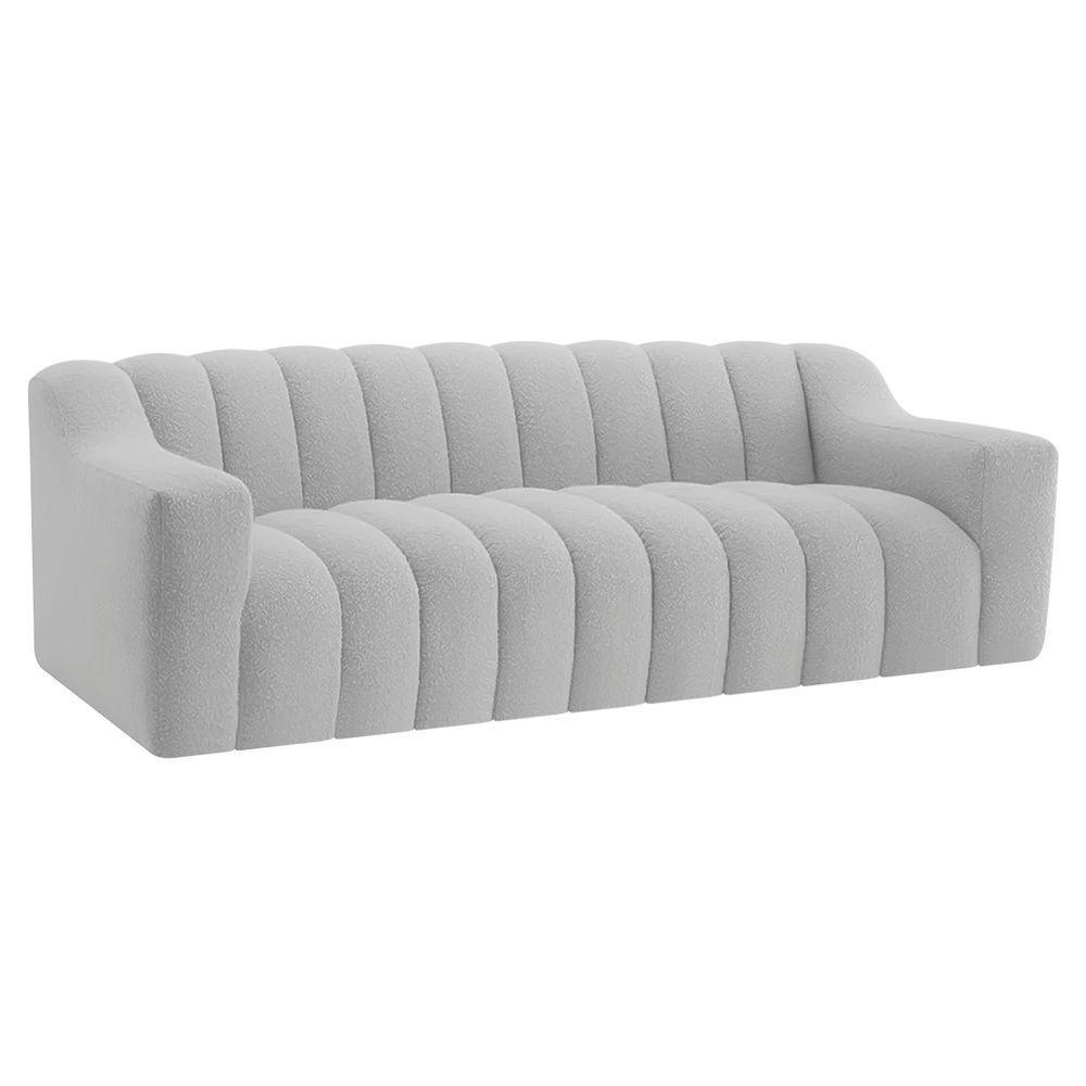 Sofá 2 Lugares Luxo Recepção Escritorio Sala Elegance 150cm Linho Cinza Claro - 1