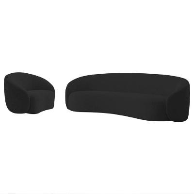 Kit Sofá 3 Lugares 200cm E Poltrona Orgânica Luxo Recepção Amore Linho - Amarena Móveis Cor Preto