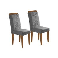 Kit 2 Cadeiras de Cozinha Amsterdã 2 Un Madeira Capuccino/Suede Grafite - Rufato - 1