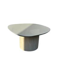Mesa De Centro Orgânica 100 Cm Base Cimento Queimado Tampo Laqueado Fendi - 1