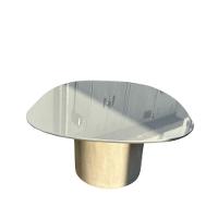 Mesa De Centro Orgânica 100 Cm Base Cimento Queimado Tampo Laqueado Fendi - 2