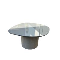 Mesa De Centro Orgânica 100 Cm Base Cimento Queimado Tampo Laqueado Fendi - 4