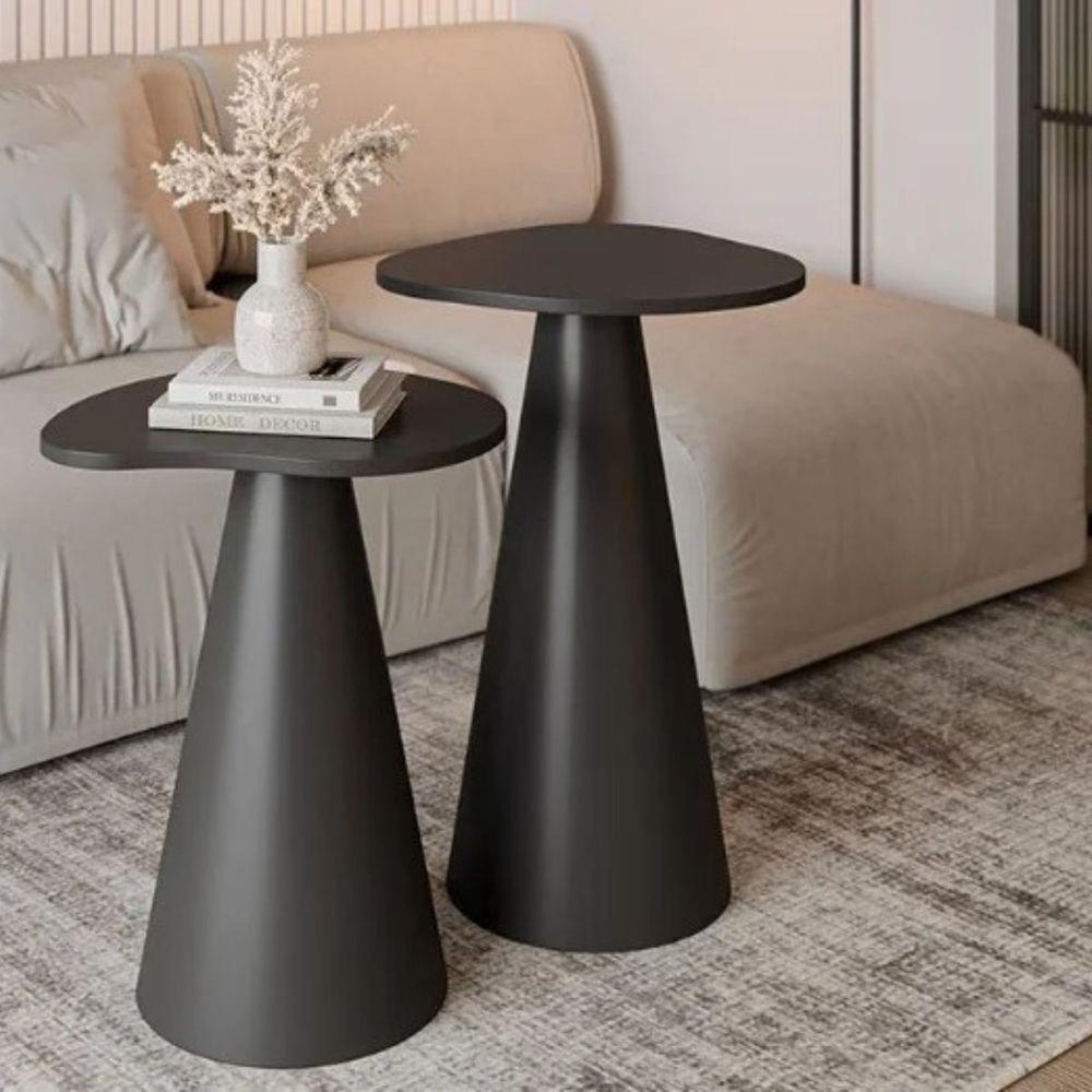 Conjunto De Duas Mesas Laterais Orgânica ébano - 1