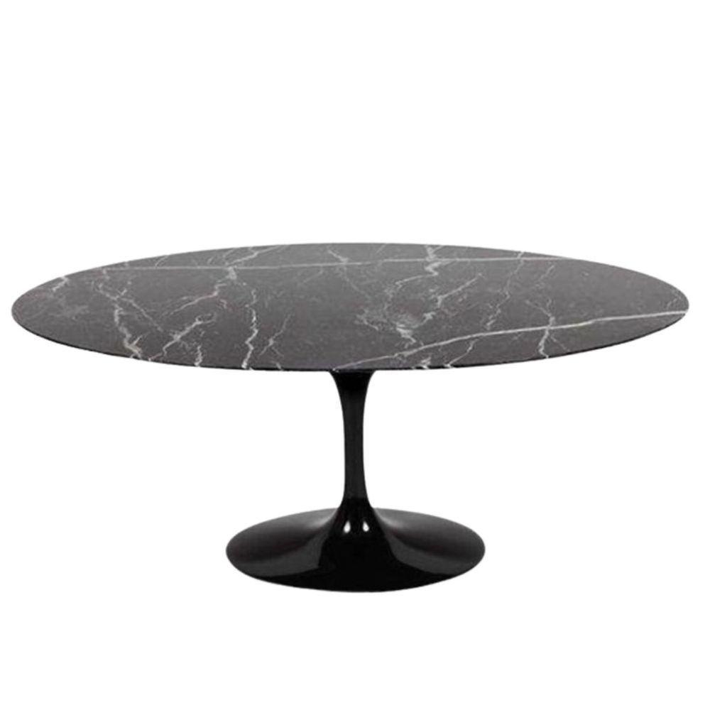 Mesa De Jantar Tulipa Saarinen Redonda 244x137 Cm Mármore Nero - 1
