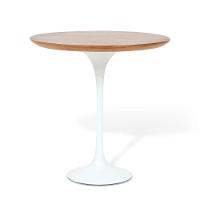 Mesa Lateral Tulipa Saarinen Redonda 51 Cm - Imbuia Base Branca - 1