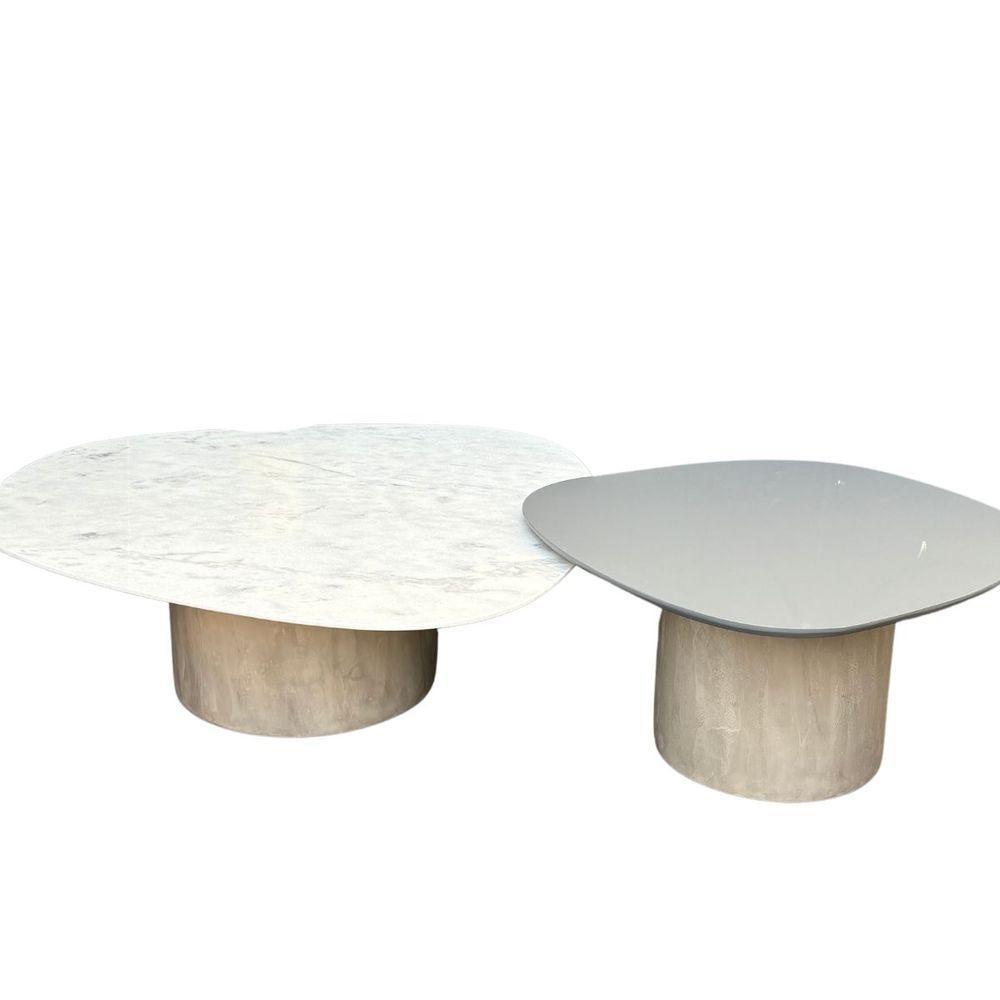 Conjunto De Duas Mesas De Centro Orgânica 80 Cm Mármore E Laqueado - 5