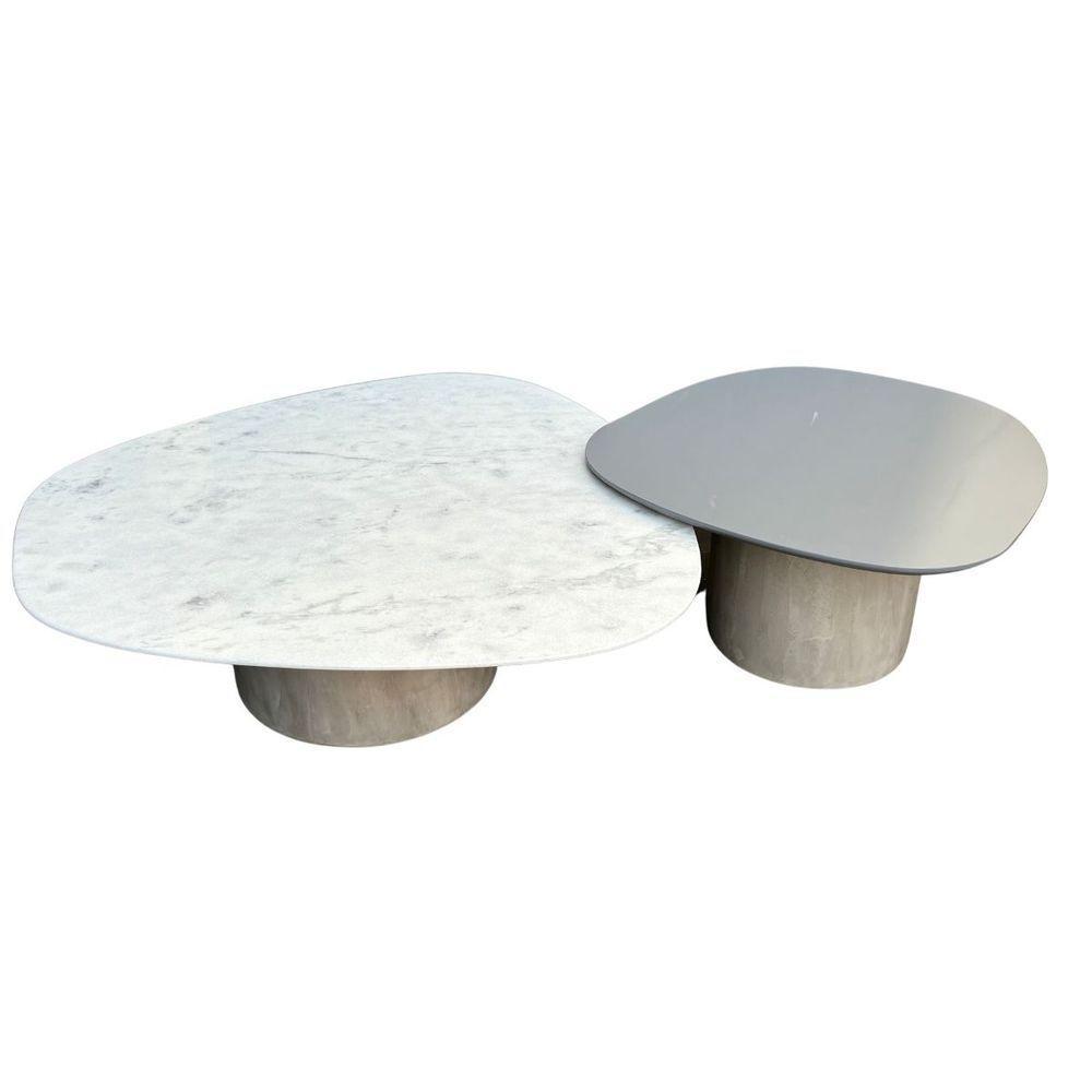 Conjunto De Duas Mesas De Centro Orgânica 80 Cm Mármore E Laqueado - 7