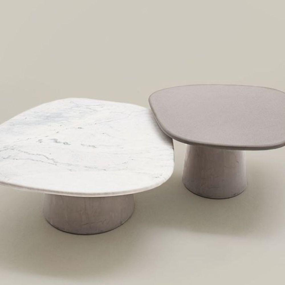 Conjunto De Duas Mesas De Centro Orgânica 100 Cm Mármore E Laqueado - 3