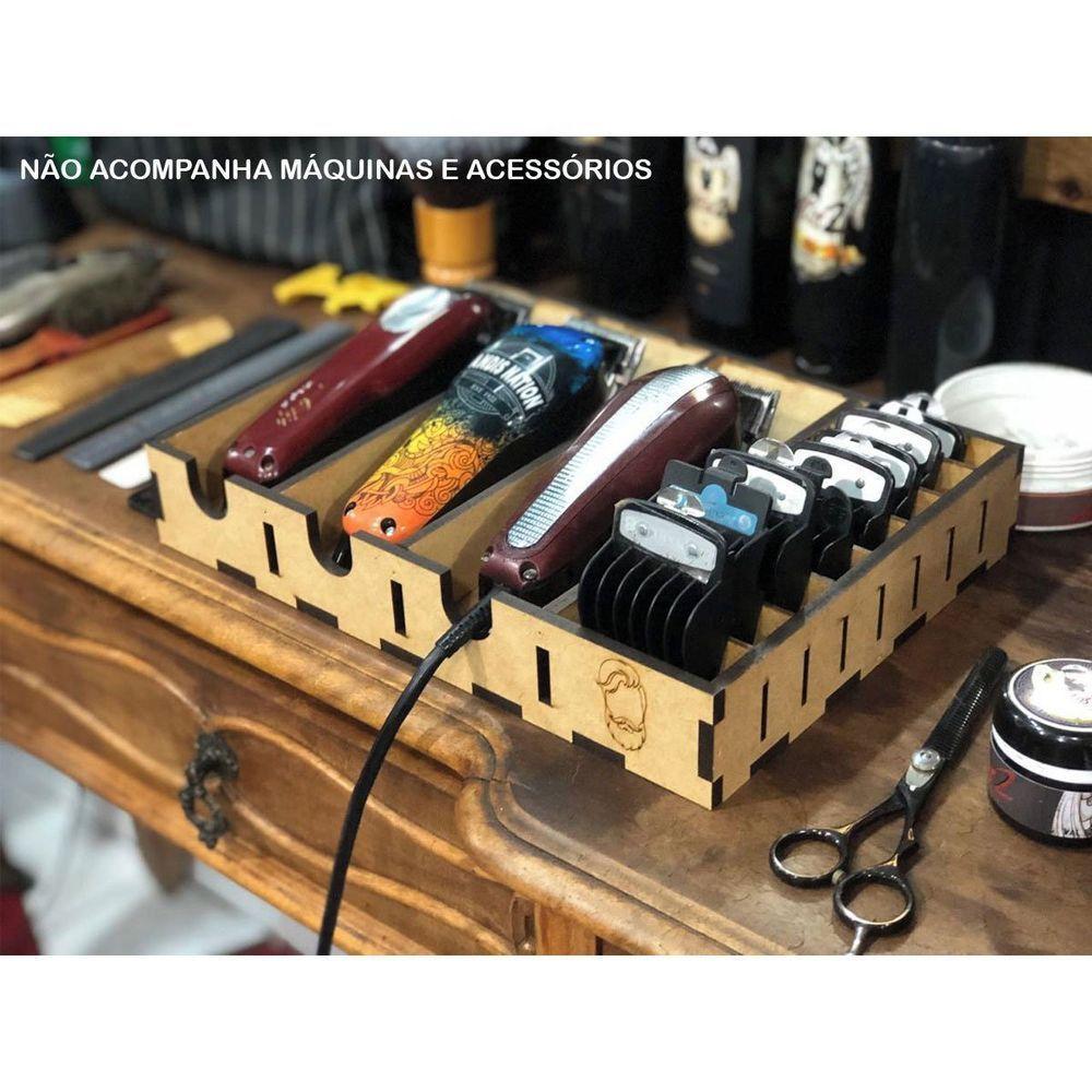 Suporte Mdf Para 3 Maquinas De Cortar Cabelo E 8 Pentes De Altura Vermelho - Preto - 3