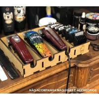 Suporte Mdf Para 3 Maquinas De Cortar Cabelo E 8 Pentes De Altura Preto - Cinza - 2