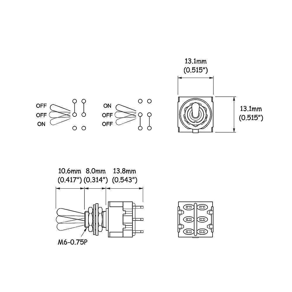 Chave Seletora Mini 2 Posições Toogle Preta Spirit M203-bk [f035] - 2