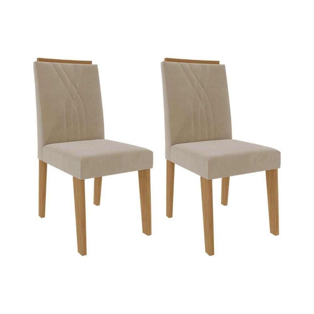 Kit 2 Cadeiras Sala Jantar Nicole 2 Un Savana-nature-suede Nude Bege - Cimol - 1