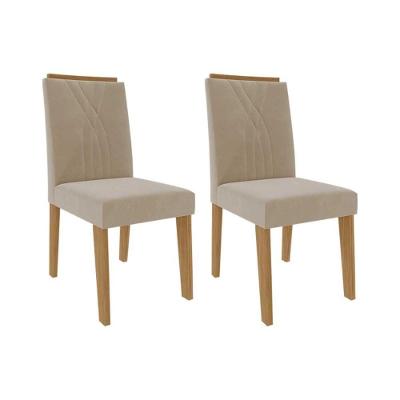 Kit 2 Cadeiras Sala Jantar Nicole 2 Un Savana-nature-suede Nude Bege - Cimol