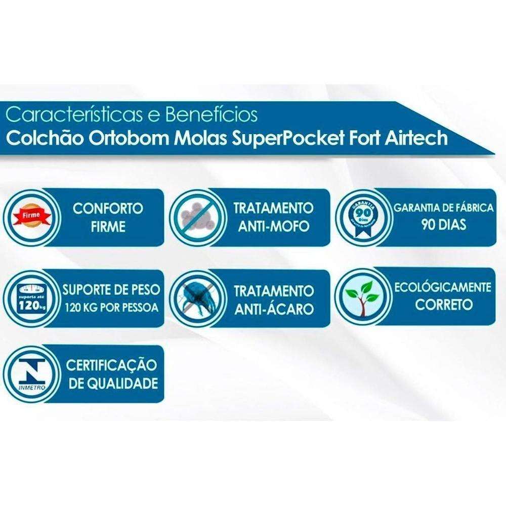 Colchão Solteiro Molas Ensacadas Superpocket Airtech Spring Ortopillow (78x188x25) - Ortobom - 2